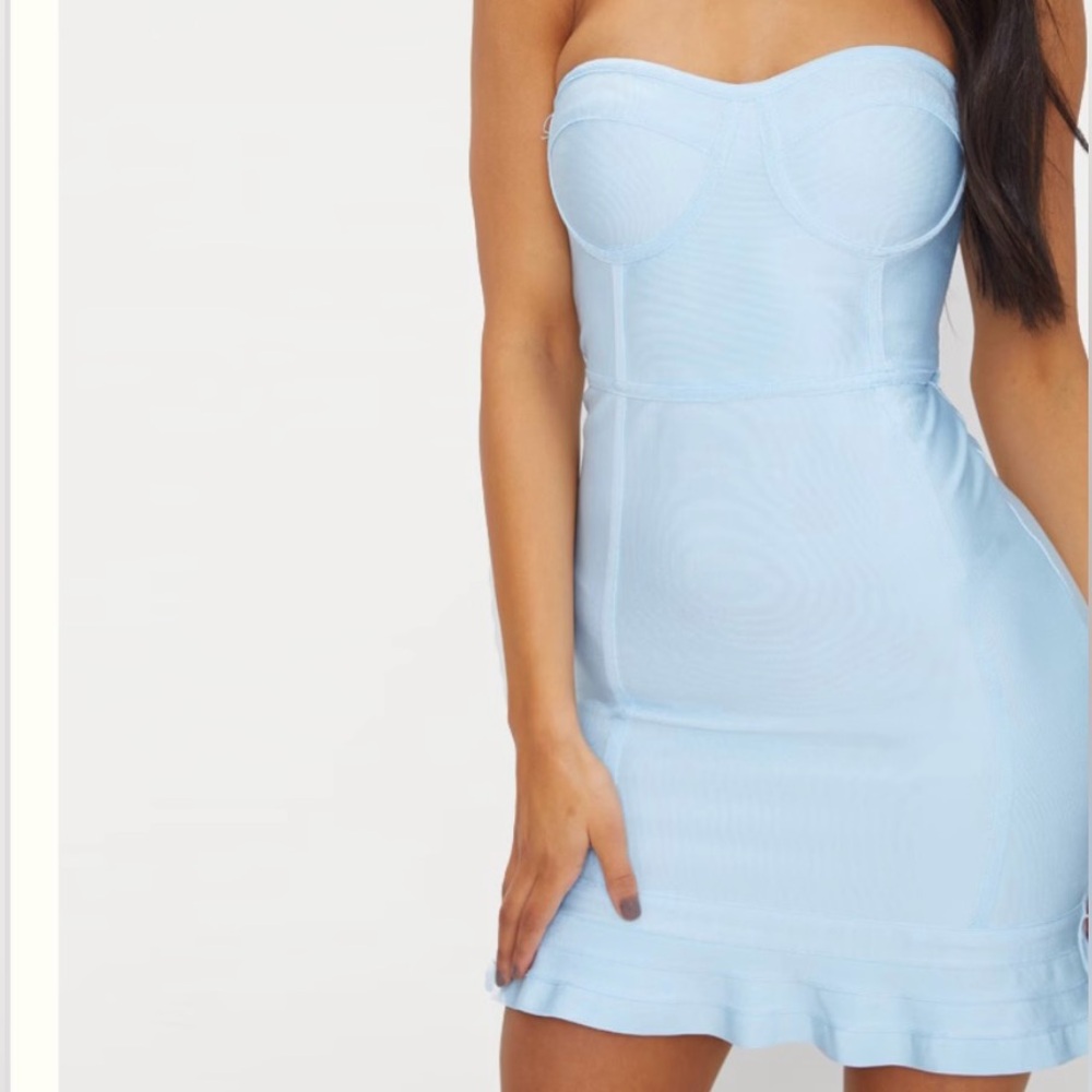 BANDAGE FRILL HEM BODYCON DRESS